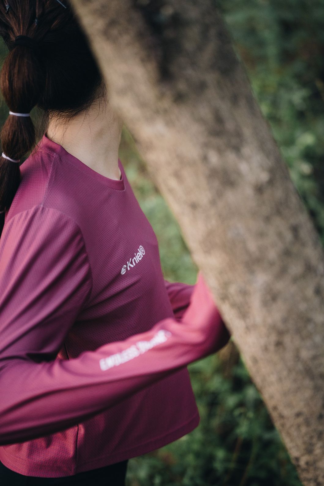 Basic Series [NEW]- Women Long Crop – Running Sports Jersey Kaos Lari Wanita Kniel Anti UV Quick Dry - Detail