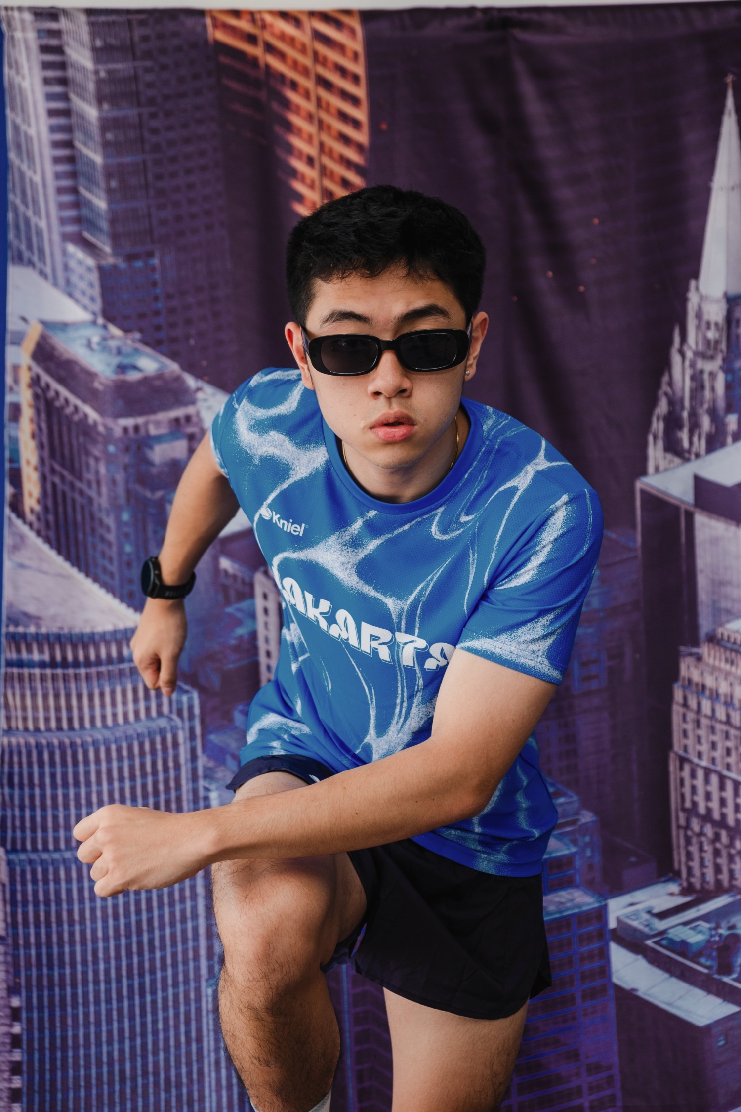 Jakarta Series VOL 02 Ripple blue Shorts Sleeve Men [NEW] – Running Jersey Shorts Sleeve Men - Detail