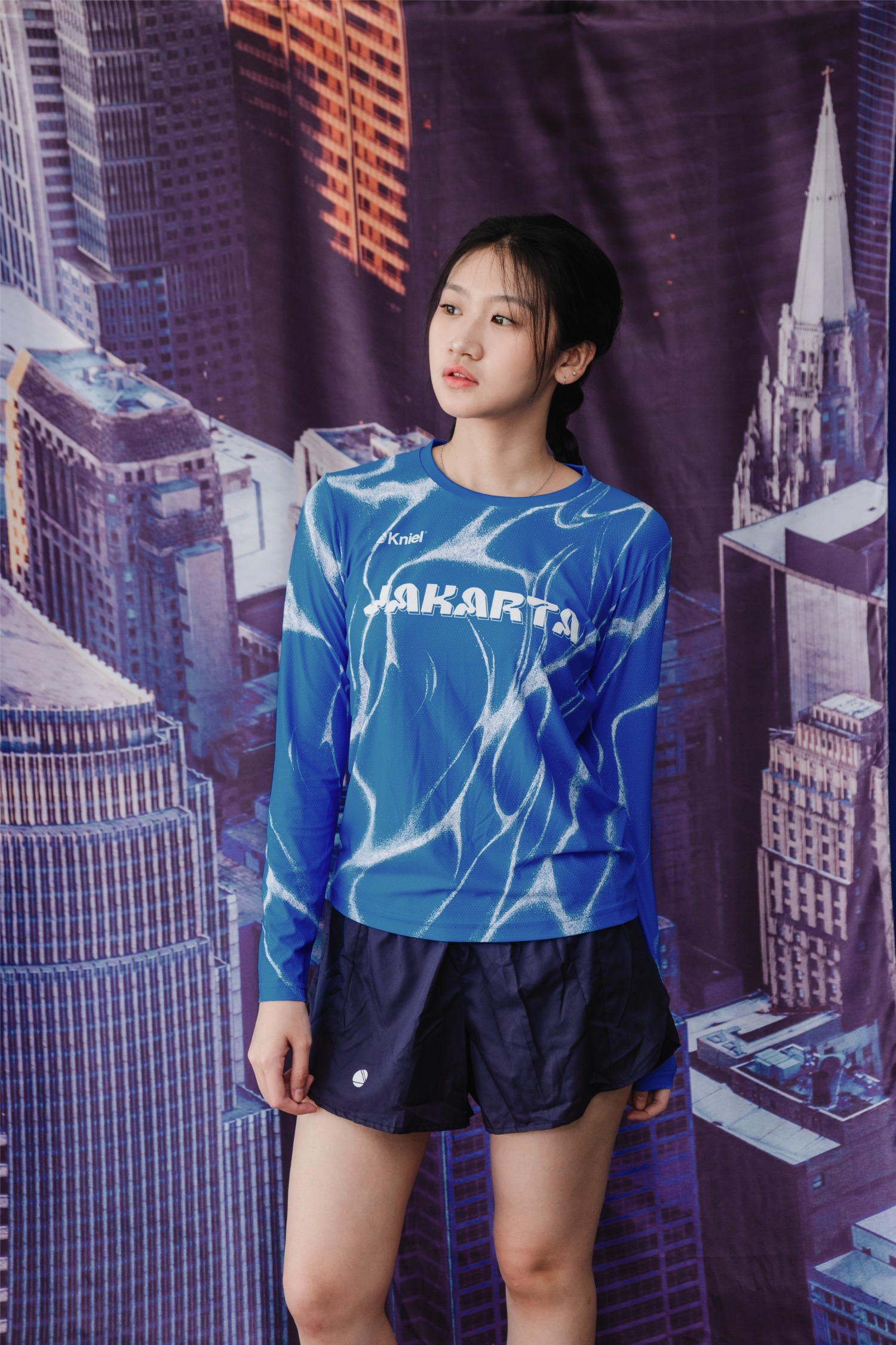 Jakarta Series VOL 02 Ripple blue Long Sleeve Women [NEW] – Running Jersey Long Sleeve Women - Detail